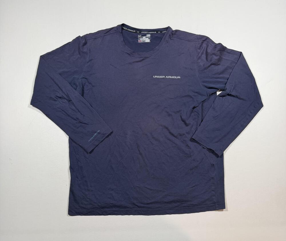 Under Armour HeatGear Shirt Mens Large Blue Long Sleeve Running Performance Top